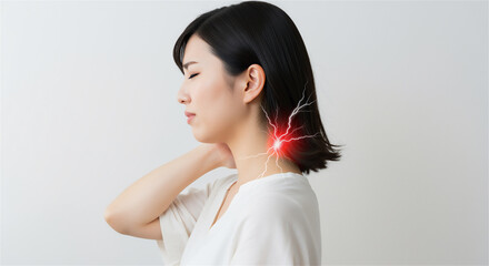 首を痛めた女性